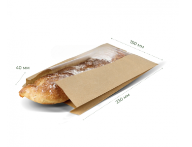 Пакет Саше, крафт бурий, 150х40х230, 40г/м2, окно 60 - 1 Пакет Саше, крафт бурий, 150х40х230, 40г/м2, окно 60 - 1